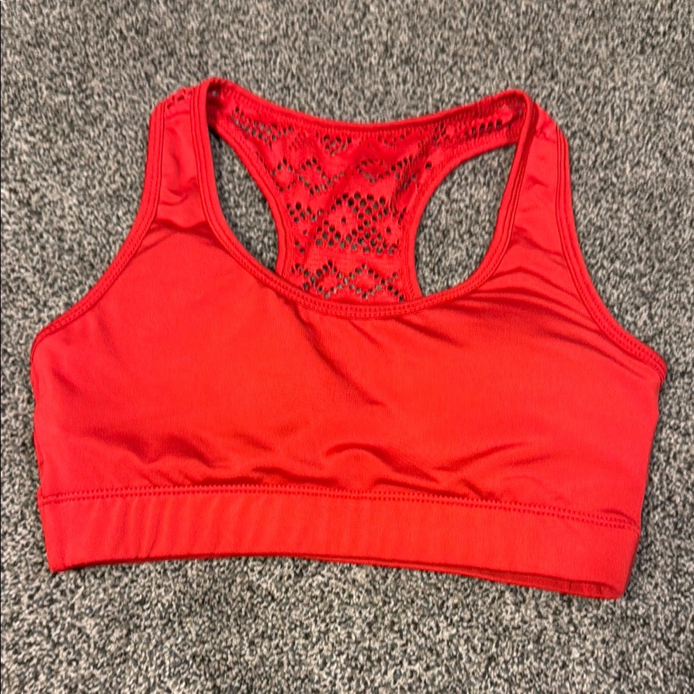 Vibrant Red Lace Racerback Sports Bra